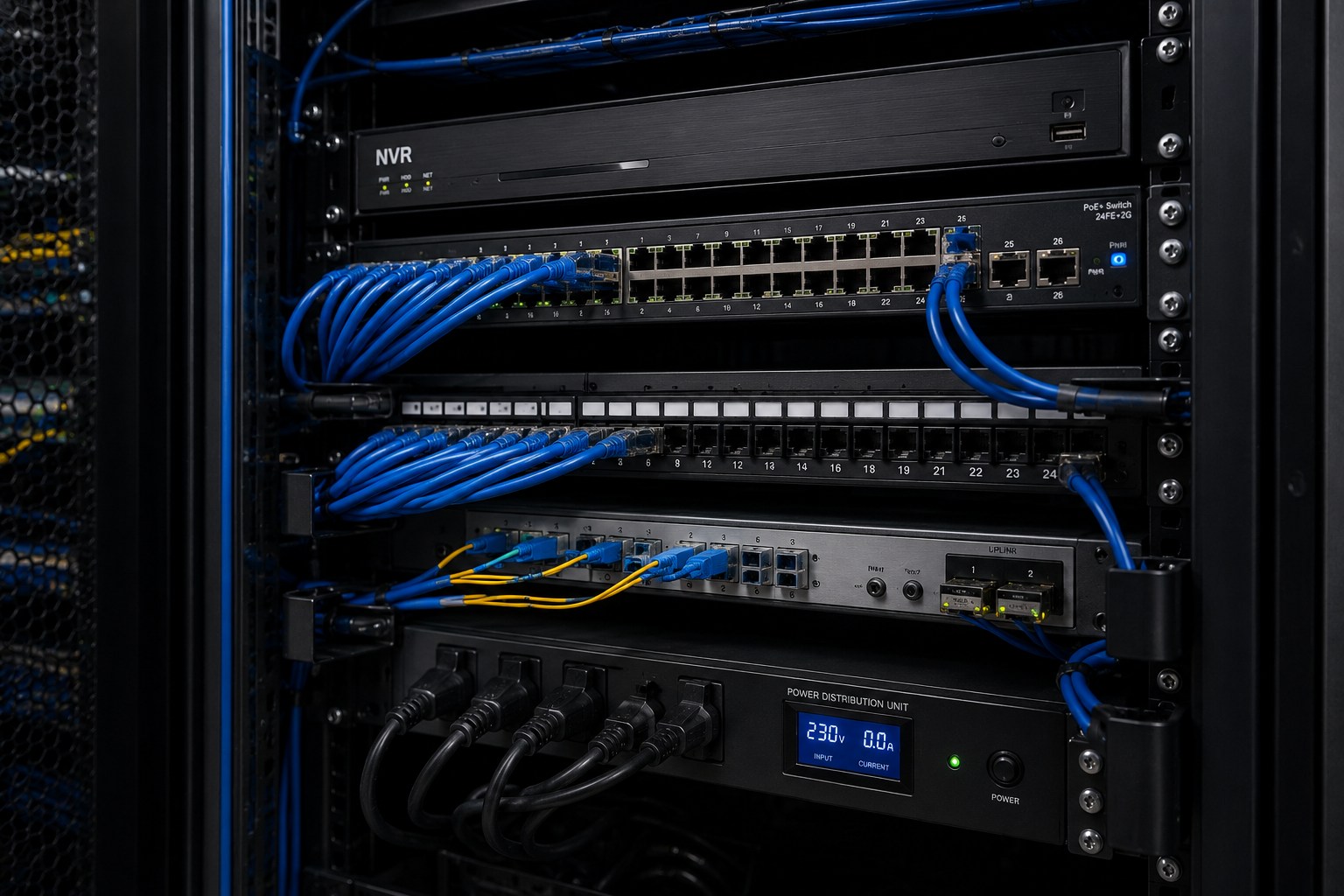 Structured cabling, switch and NVR